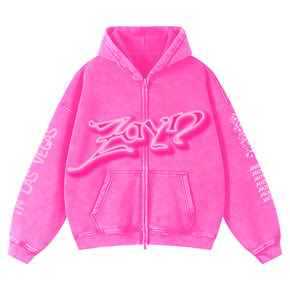 ZAYN AIRBRUSH PINK LAS VEGAS HOODIE FRONT