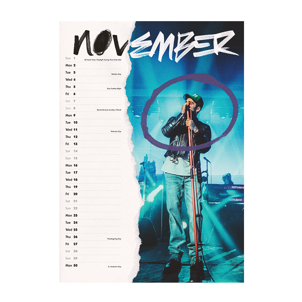 ZAYN 2026 A3 CALENDAR November