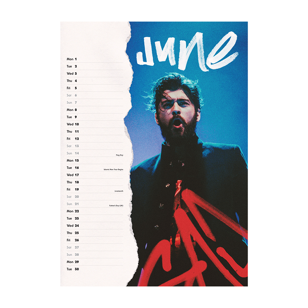 ZAYN 2026 A3 CALENDAR JUNE